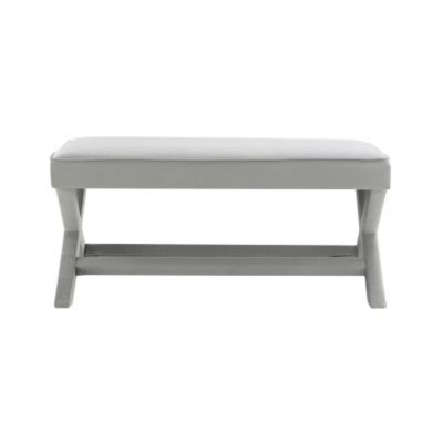 Ottoman Bench with X-Cross Legs, Upholstered Accent Stool for Bedroom Living Room
