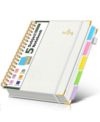 Leather Spiral Notebook 5 Subject Removable Dividers College Ruled 300 Pages