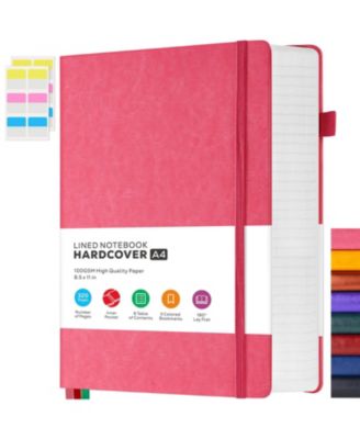 Large Hardcover College Ruled Notebook 320 Pages Faux Leather Journal With Bookmark And Pocket