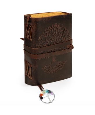 Leather Journal Tree of Life 7 Chakra Bookmark Handmade Deckle Edge Pages Travel Diary Notebook