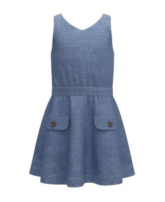 Little and Big Girl's (6-12) Organic V-Neck Chambray Jumper