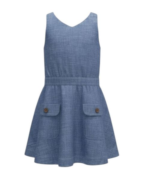 Платья Hope & Henry Organic V-Neck Chambray Jumper для девочек, цвет: Шамбре