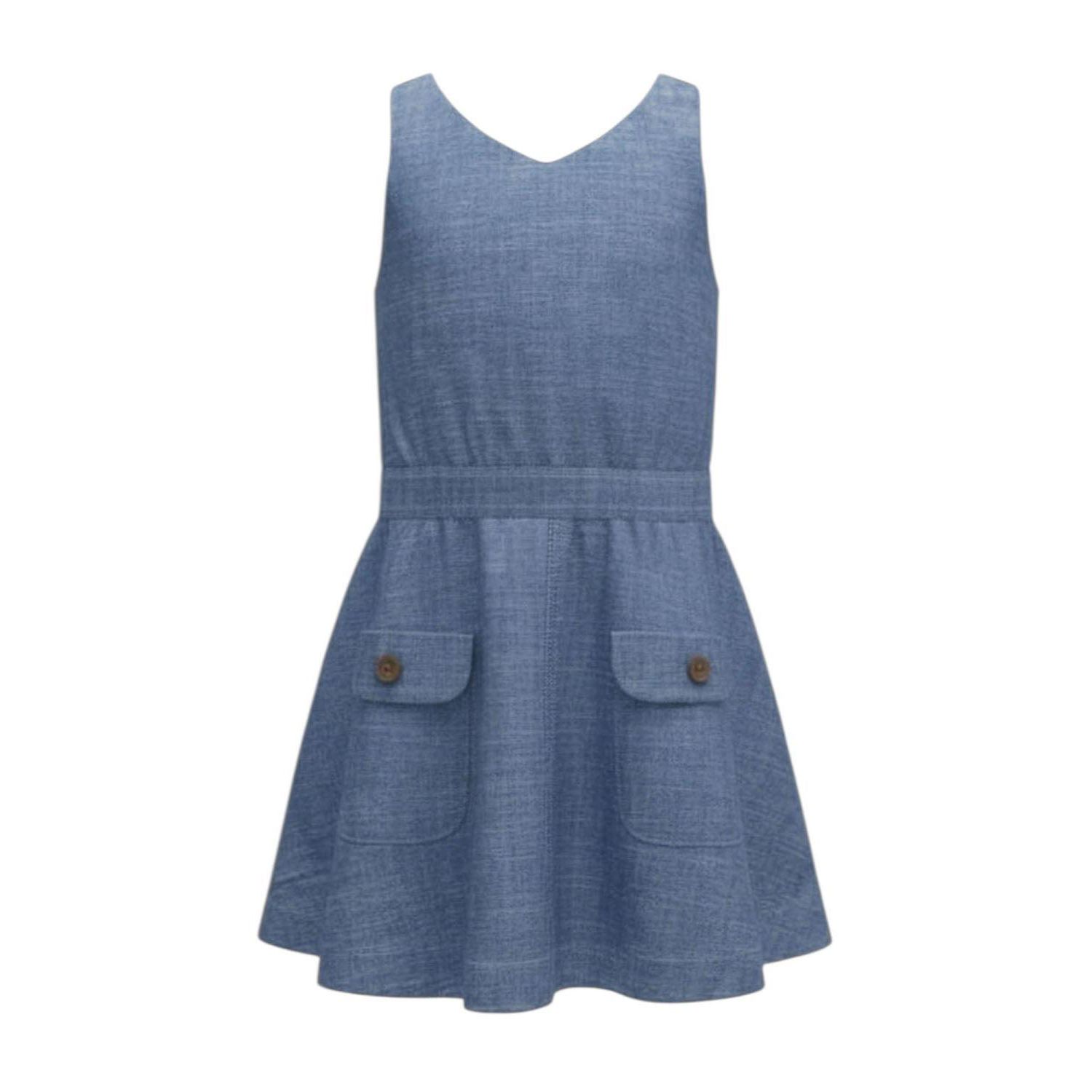 Little and Big Girl's (6-12) Organic V-Neck Chambray Jumper