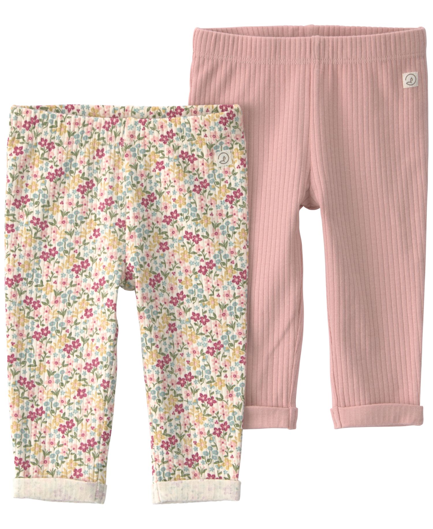 Baby Girls' 2-Pack Ribbed Leggings