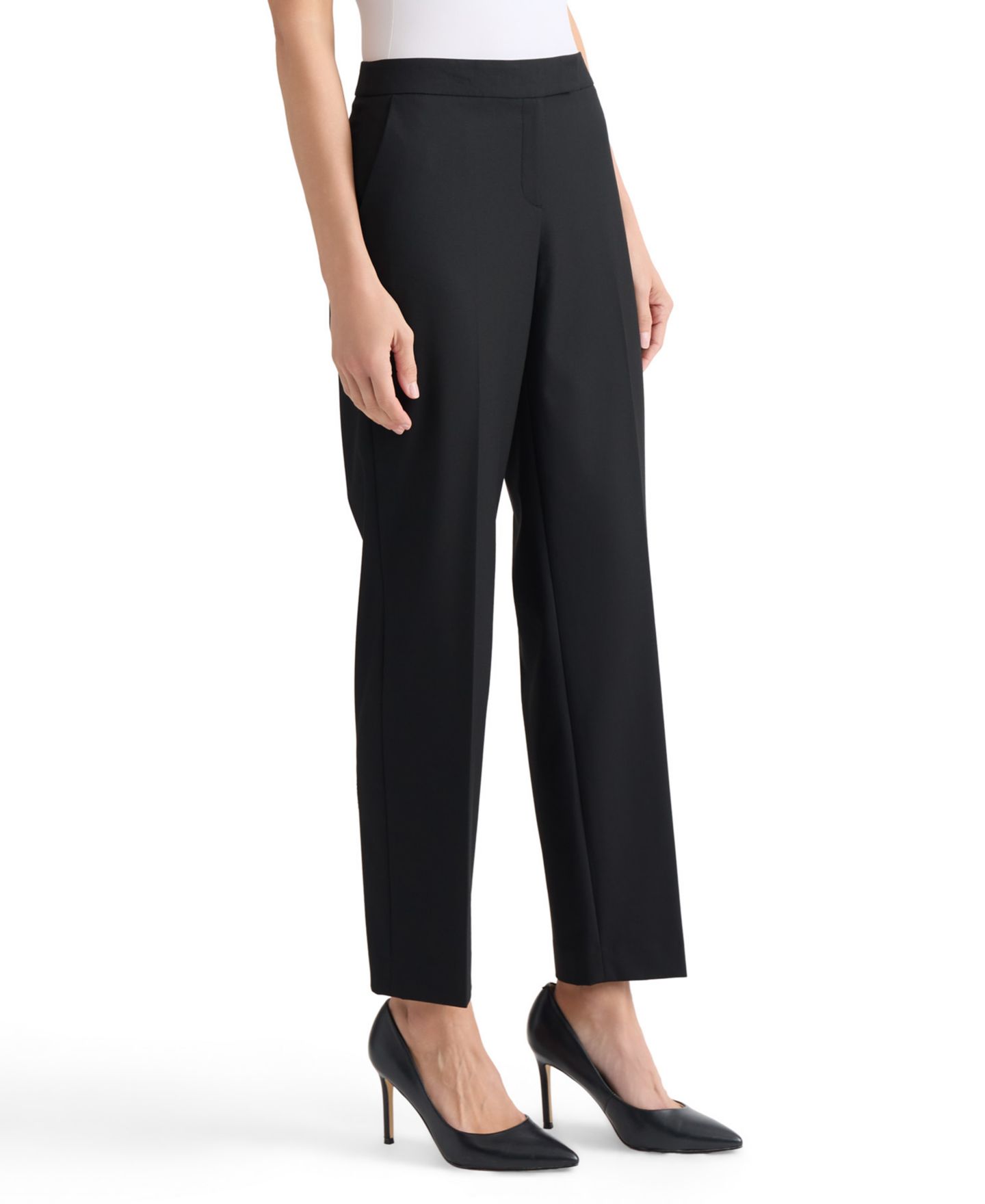 Женские брюки Kasper Machine Washable Mid-Rise Straight Leg Pants, Regular & Petite, цвет: Чёрный — фото 3