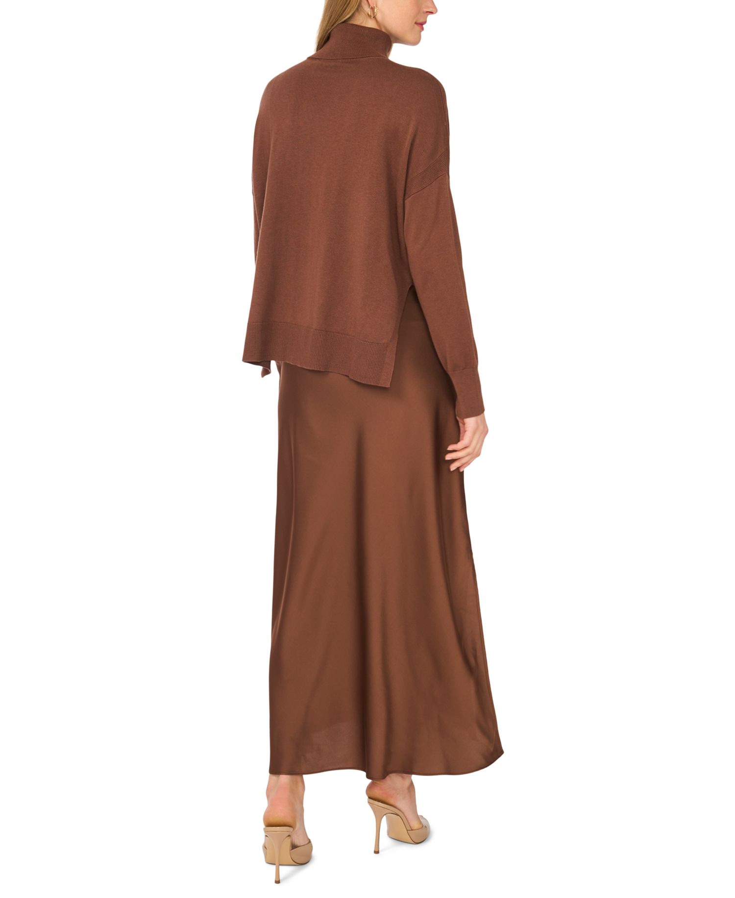 Women's Mock Neck Slip Sweater Dress
