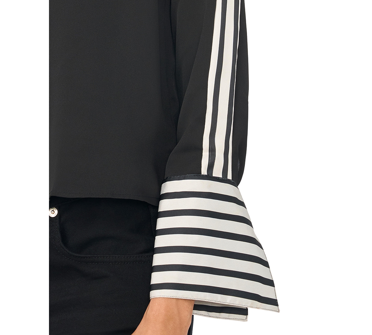 Vince Camuto Women's Contrast-Trim Long-Sleeve Top