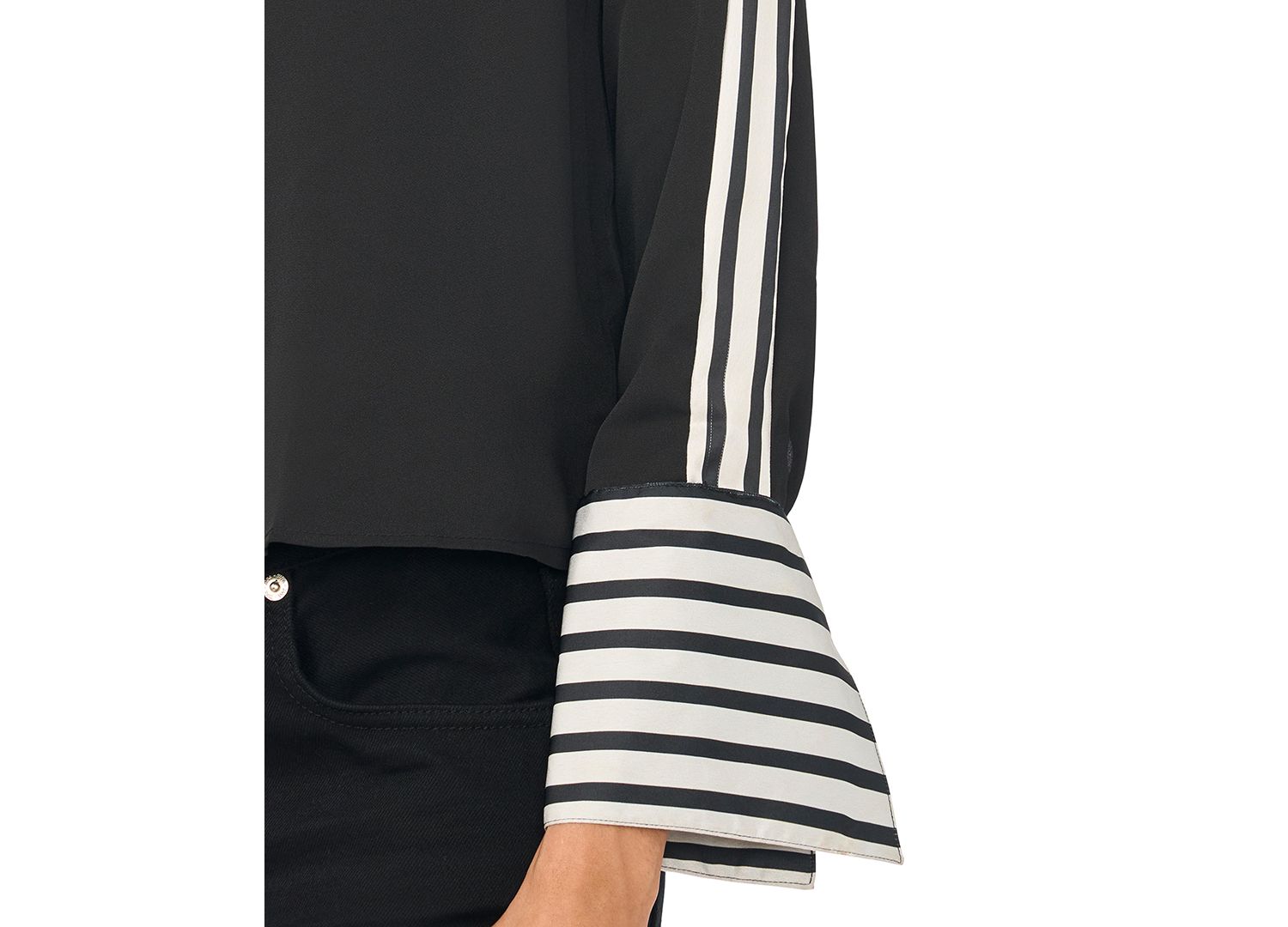 Women's Contrast-Trim Long-Sleeve Top