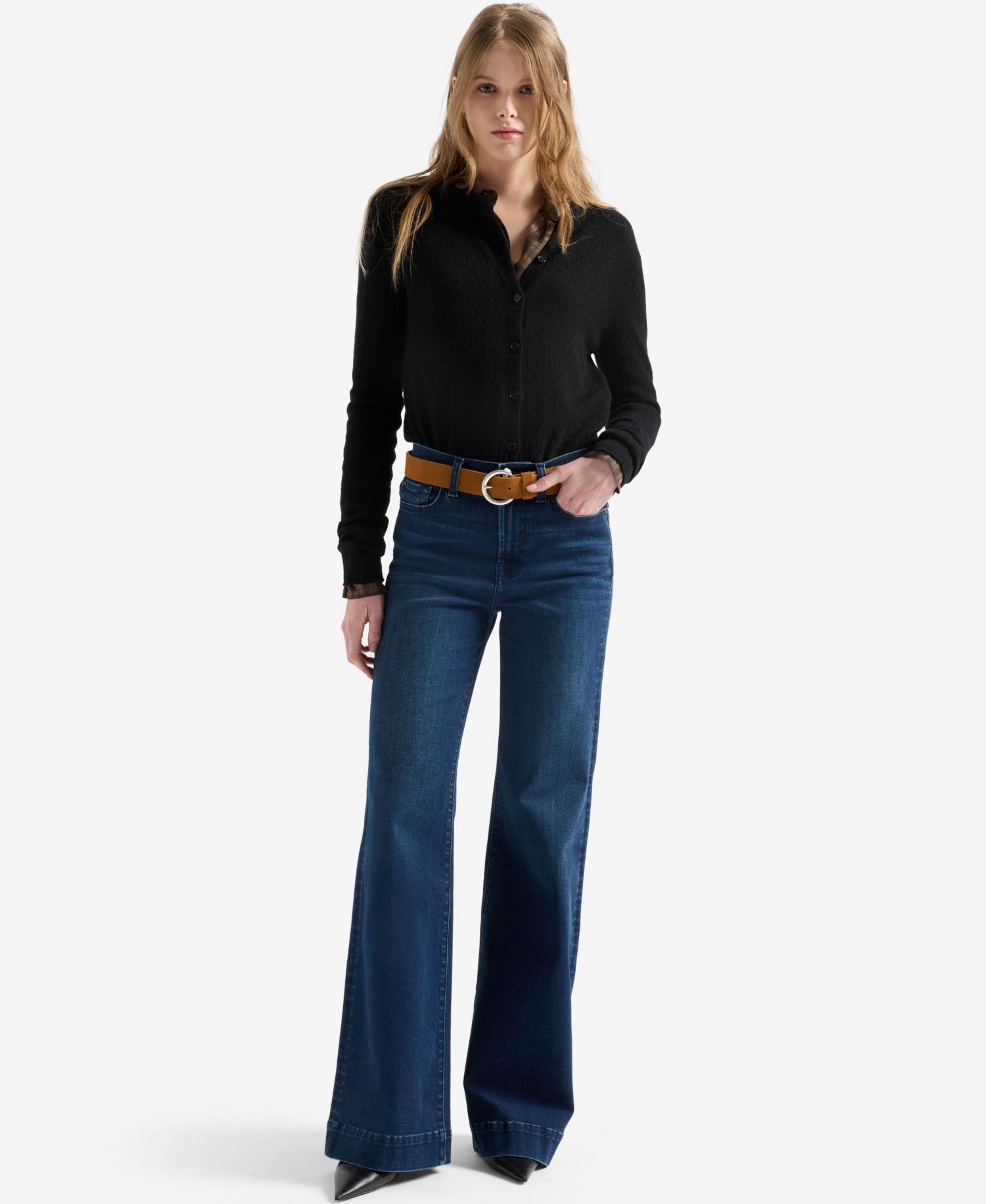 Women's Modern Dojo High-Rise Wide-Leg Trouser-Style Hem Jeans