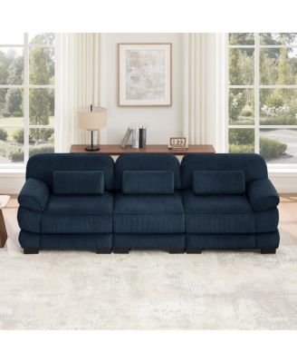 Minimalist Modular Sectional Couch, 3-Seater Sofa, Comfy Thick Seat Cushions, Breathable Corduroy Fabric, for Living Room Bedroom Apartment