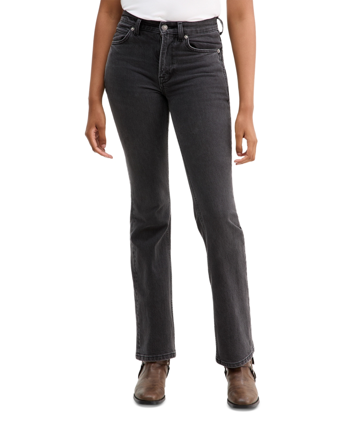 Free People Women's Double Knot Cotton High-Rise Bootcut Jeans