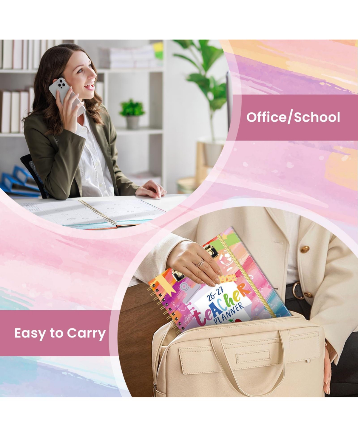 Danrong Teacher Planner Weekly Monthly Academic Plan Book With Color Tabs Pocket Clipboard