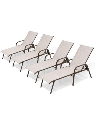 2/4 Pieces Outdoor Adjustable Patio Chaise Lounge Chairs