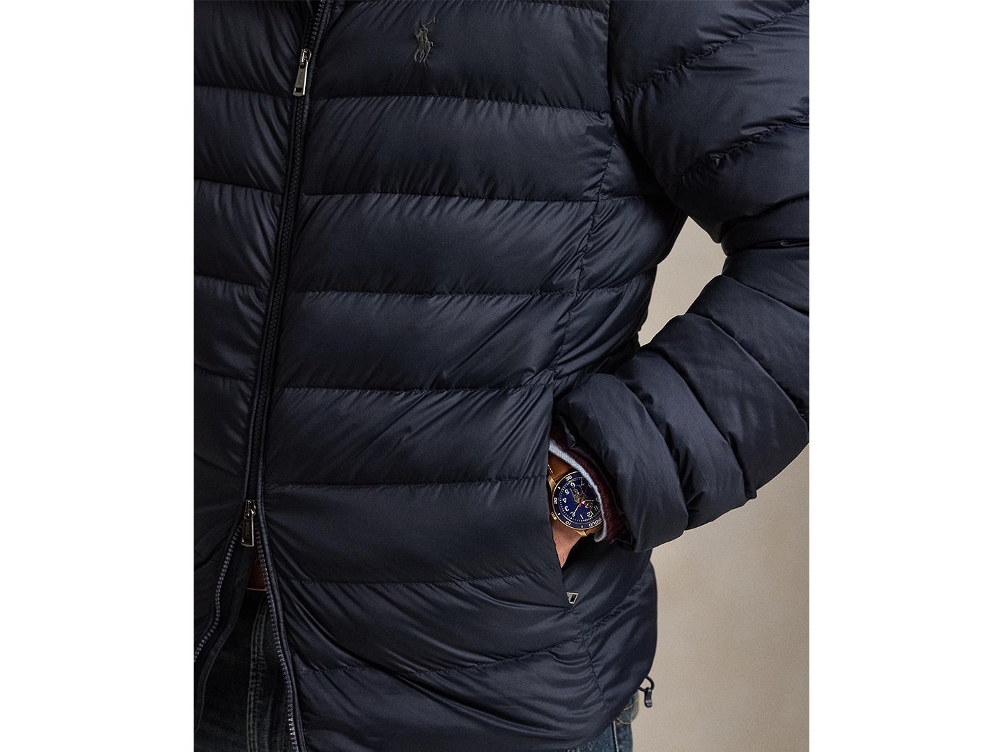 Мужская куртка Polo Ralph Lauren Big & Tall The Colden Puffer Packable Down Jacket, цвет: Тёмно-синий — фото 4