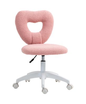 Armless Home Office Desk Chair, Heart Makeup Vanity Chair