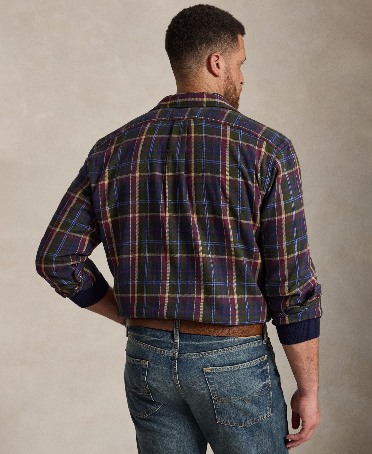 Men's Big & Tall Plaid Brushed Flannel Button-Down Shirt