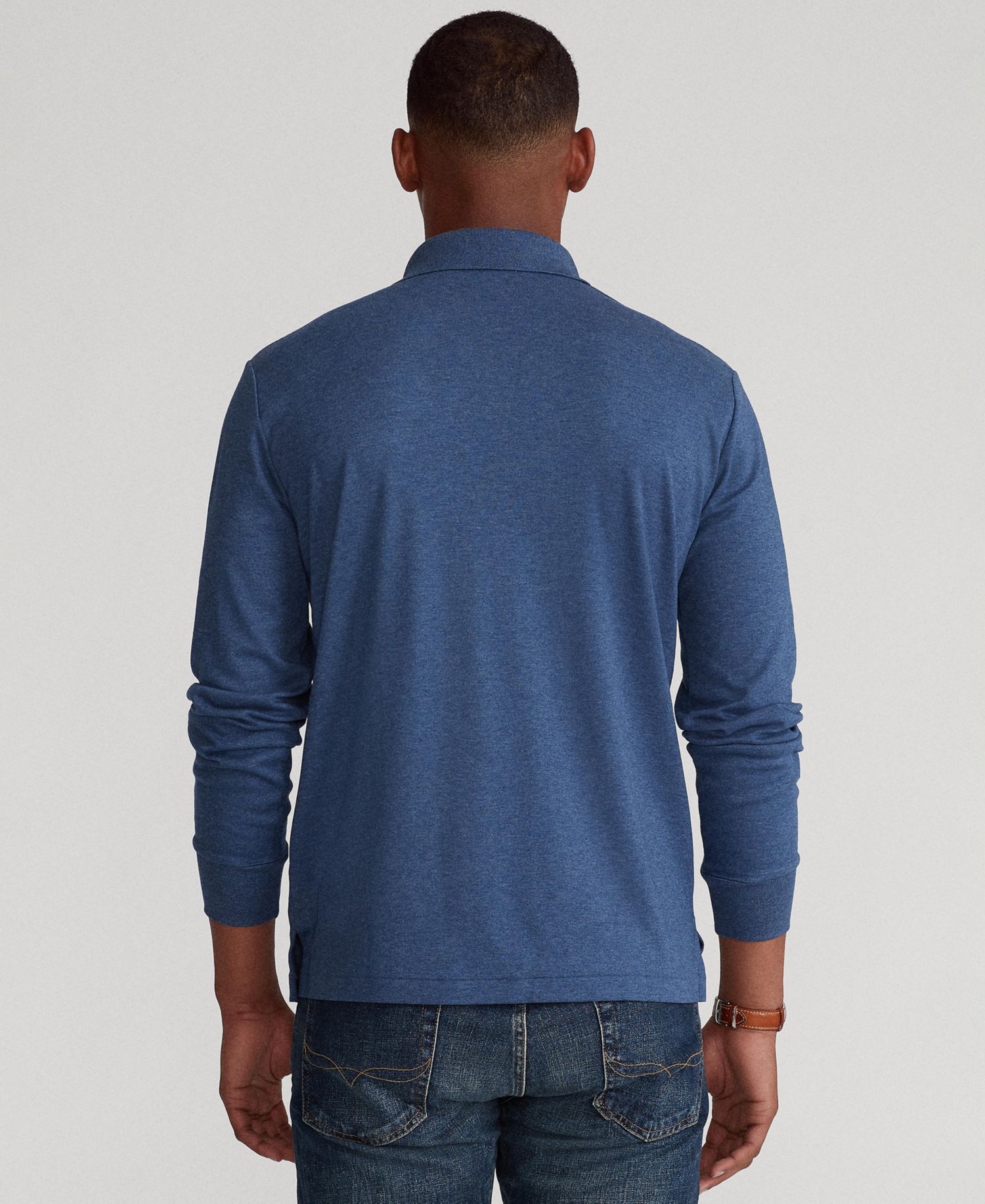 Men's Big & Tall Soft Cotton Long-Sleeve Polo Shirt