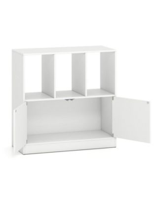 3-Cube Bookcase with 3-Tier Open Compartments and 2-Door Cabinet
