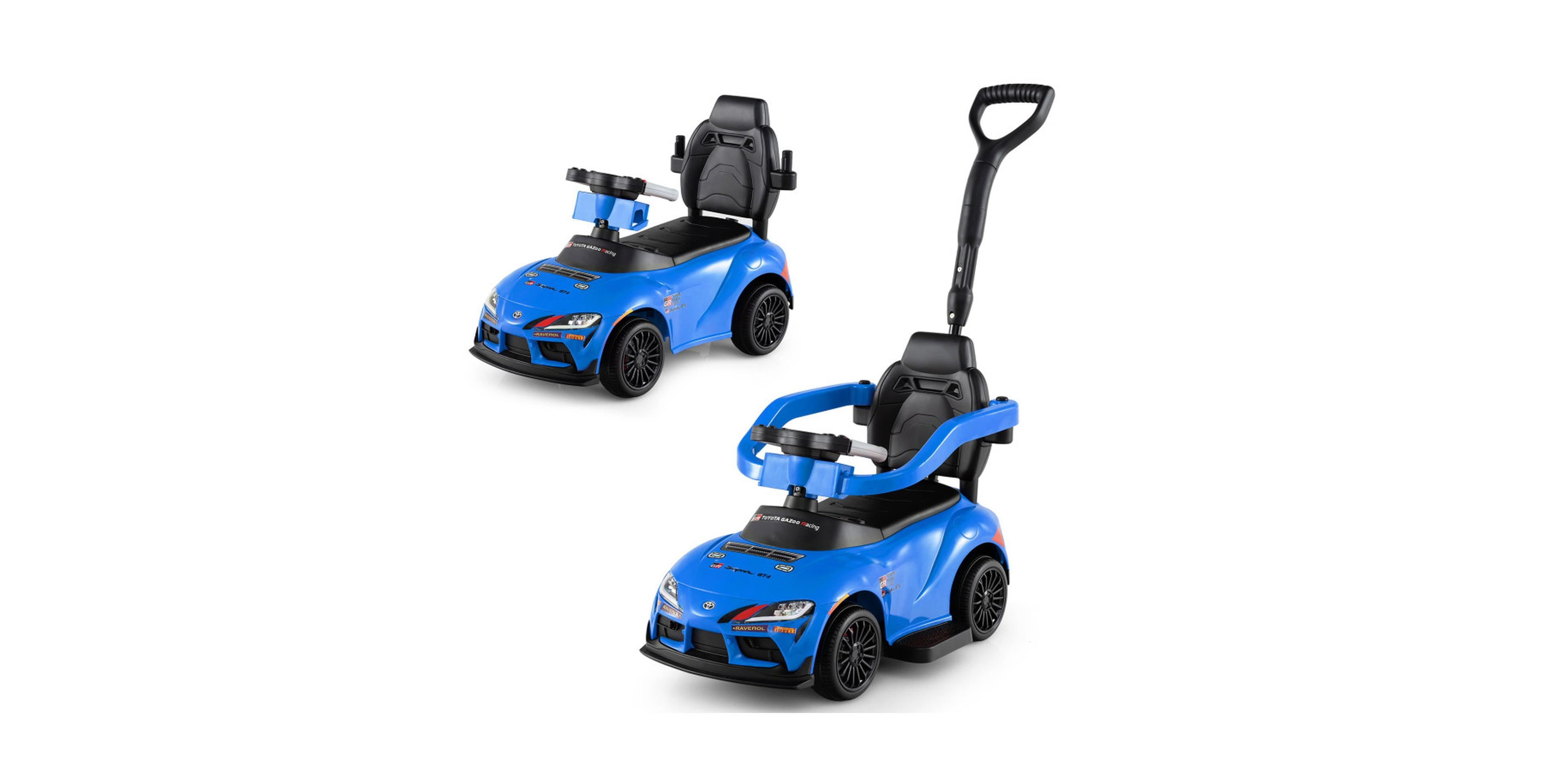 Sugift 3-in-1 Toddler Push Car with Anti-Tip Guardrail Ride-On, 44 lbs. Capacity, Ages 1.5-5