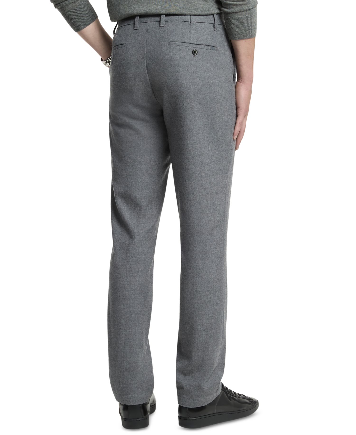 Men's Straight-Fit Wool-Blend Flat-Front Trousers