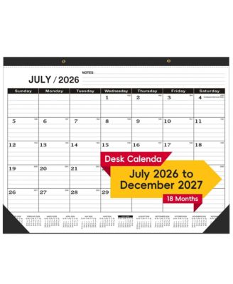 Monthly Desk Calendar Large 18 Month Thick Paper Waterproof Cover For Home Office