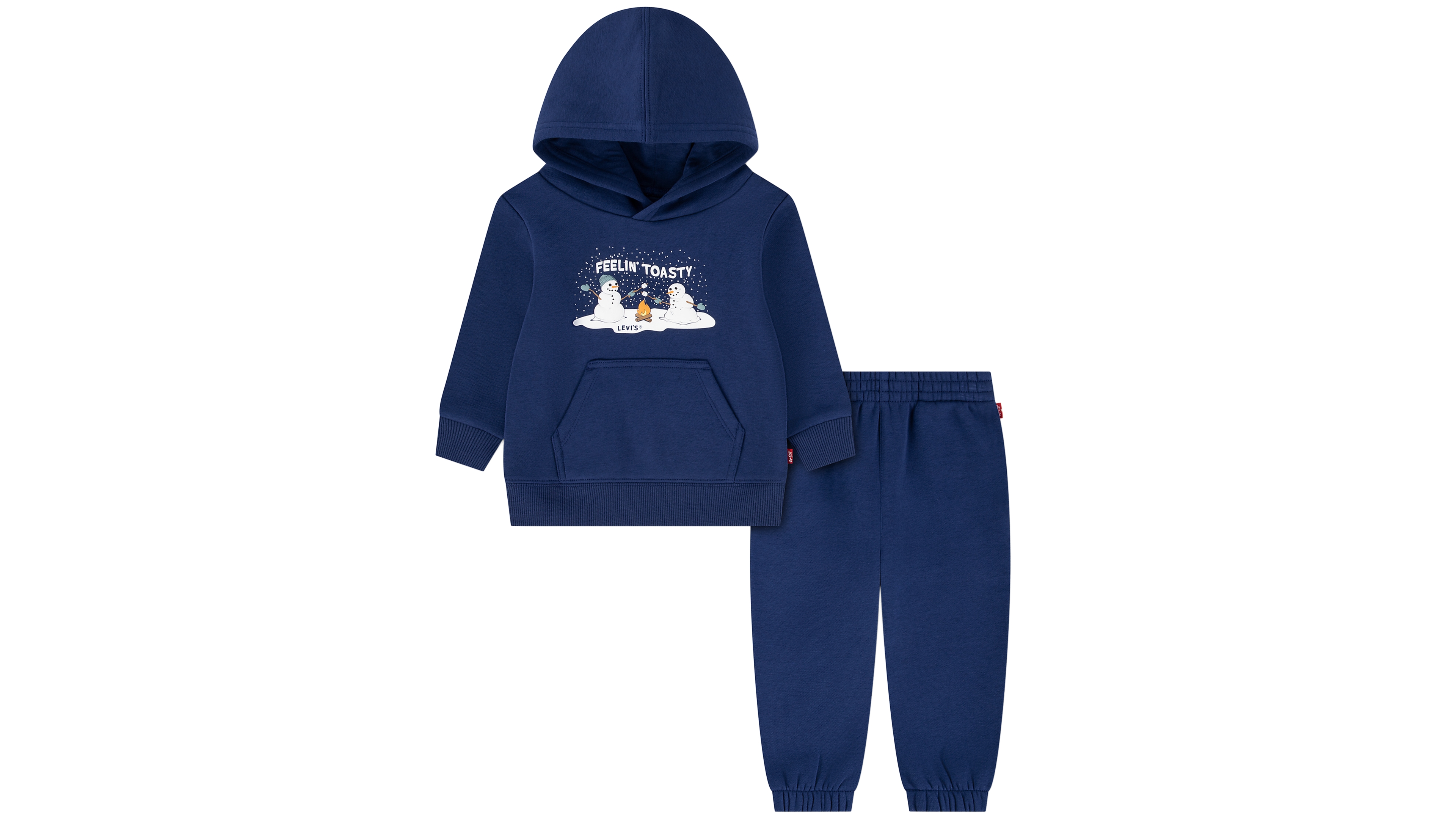 Levi's Baby Boys' Toasty Snowman Fleece Hooded Sweatshirt and Jogger Pants, 2-Piece Set
