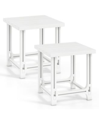 2-Piece 18-Inch Outdoor Adirondack Side Table Set with Slatted Top
