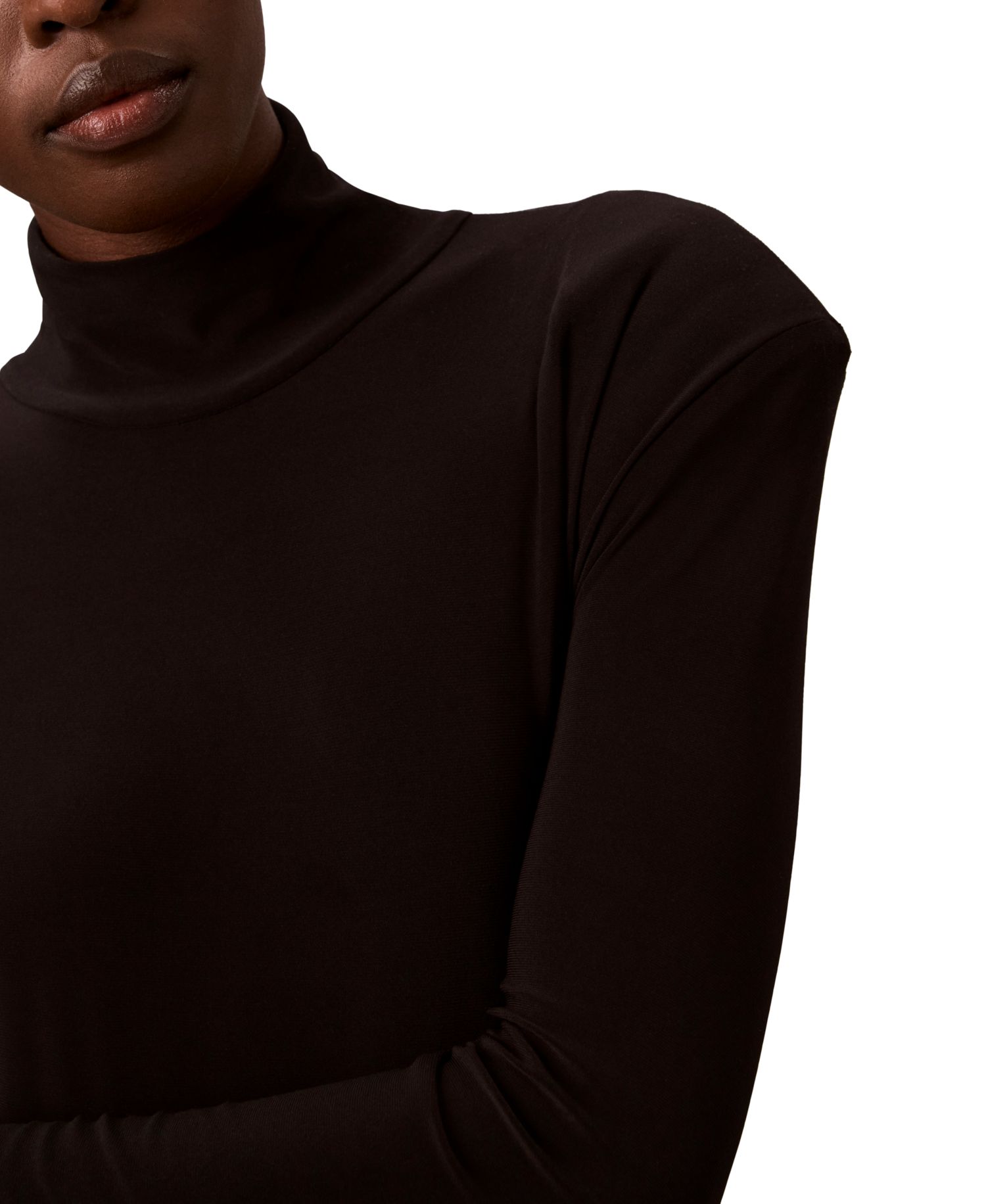 Petite Belted Long-Sleeve Turtleneck A-Line Dress