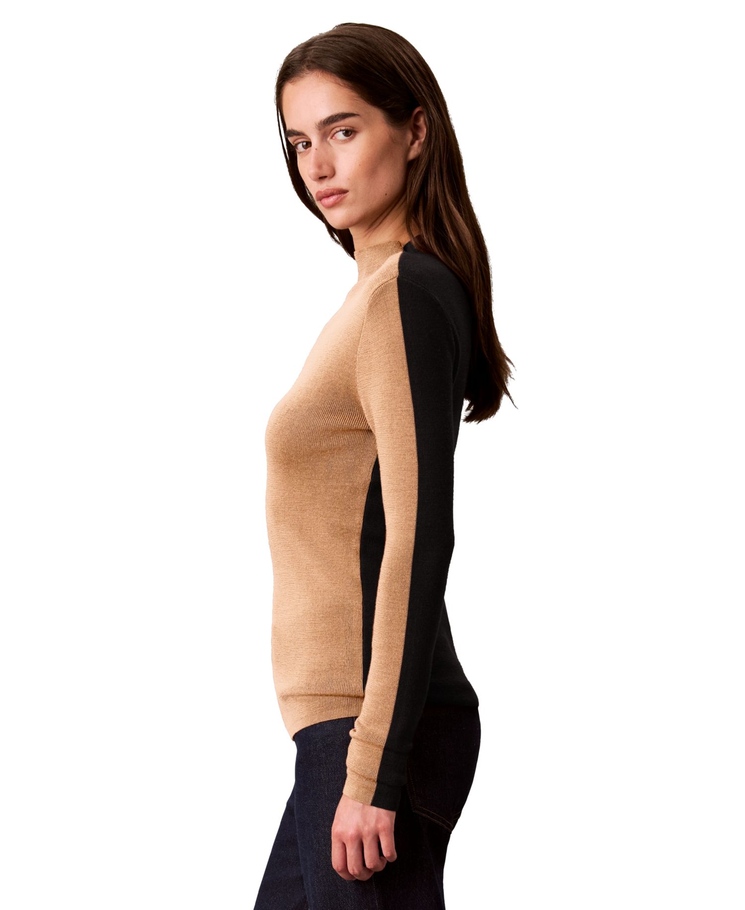 Women's Half and Half Mock Neck Sweater
