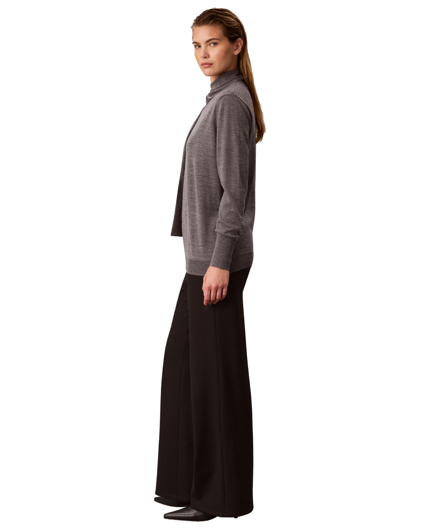 Women's Tie-Neck Mock Neck Long-Sleeve Sweater