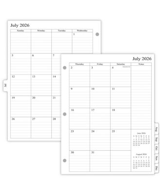 Monthly Planner Refill 18 Month Two Pages Per Month Ruled Daily Blocks Coated Tabs