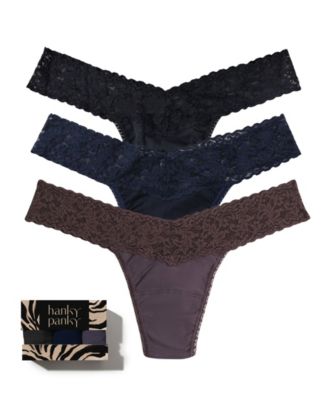 Supima Cotton-Blend Low-Rise Lace Thong, 3-Pack