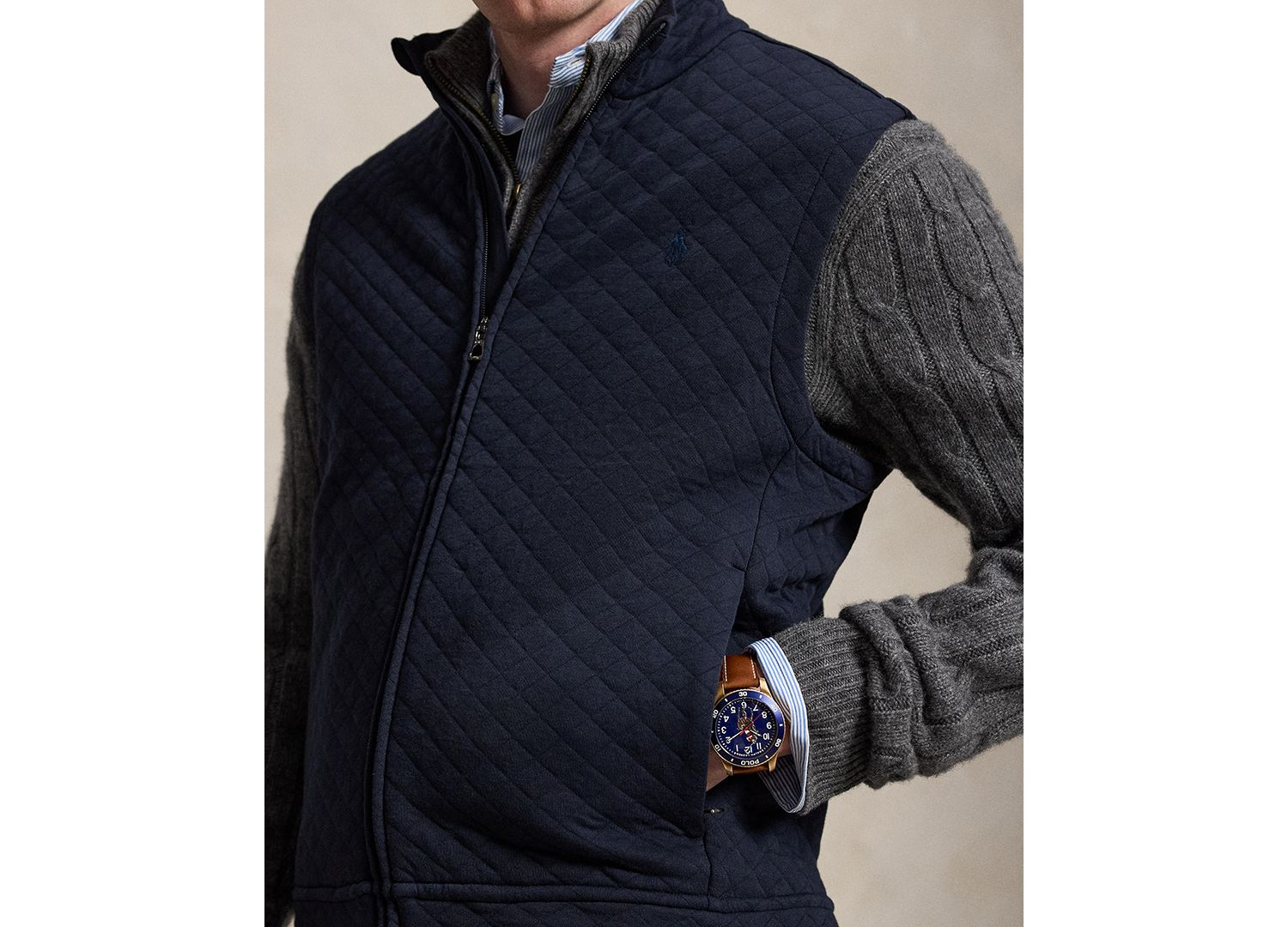 Men's Quilted Double-Knit Jersey Vest