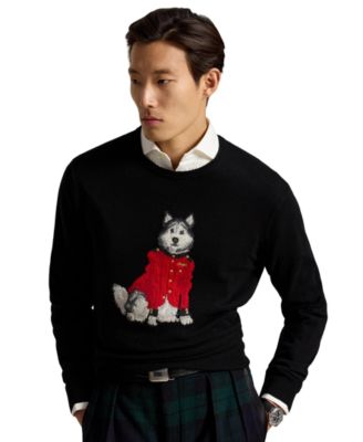 Men's Dog-Intarsia Cashmere Sweater