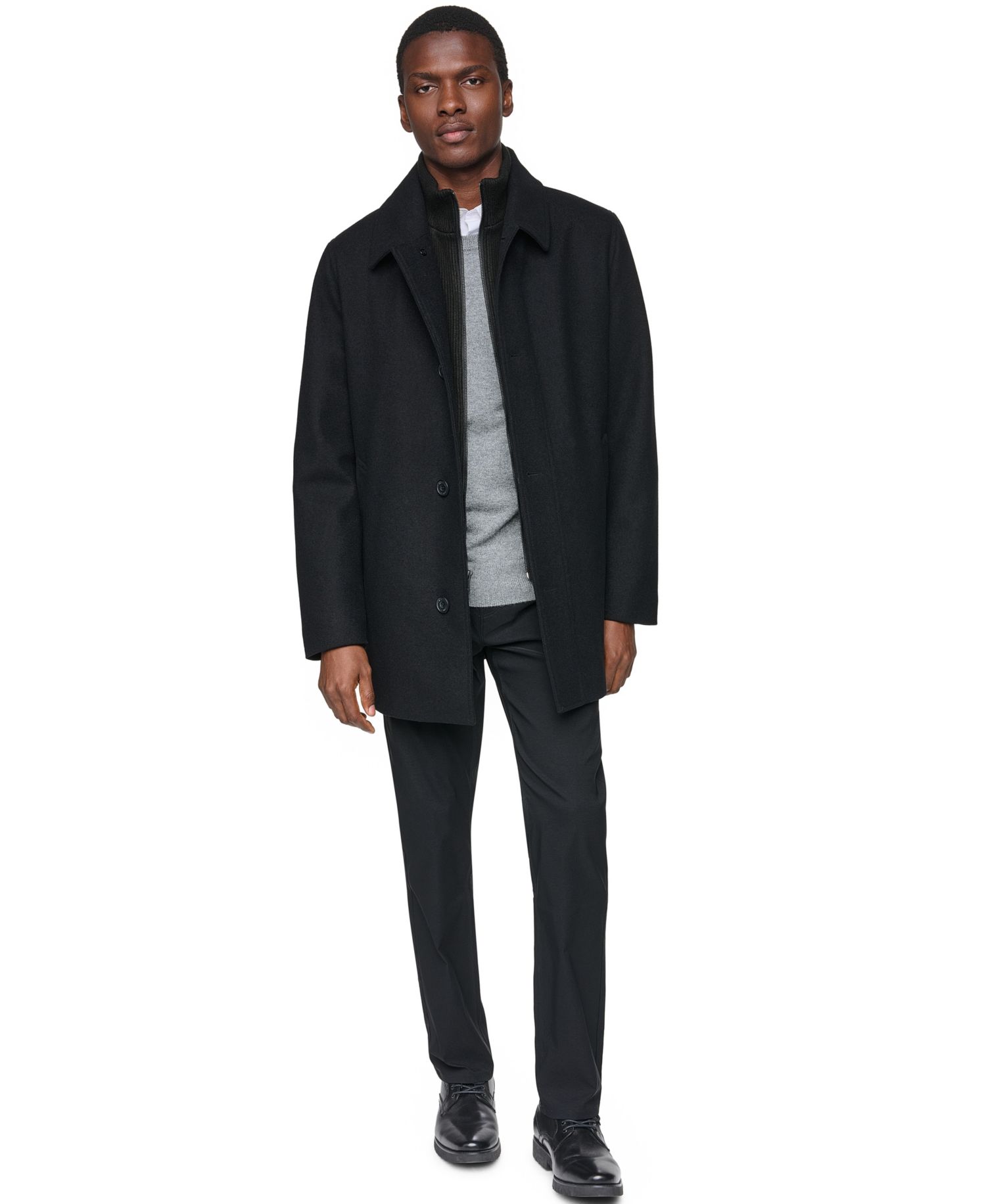 Men's Classic-Fit Wool-Blend Mid-Length Coat
