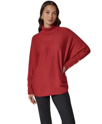 Petite Turtleneck Oversized Long-Sleeve Poncho