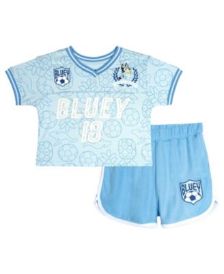 Toddler Girls' 2T-5T Athletic V-Neck Retro Jersey Top and Shorts, 2-Piece Set