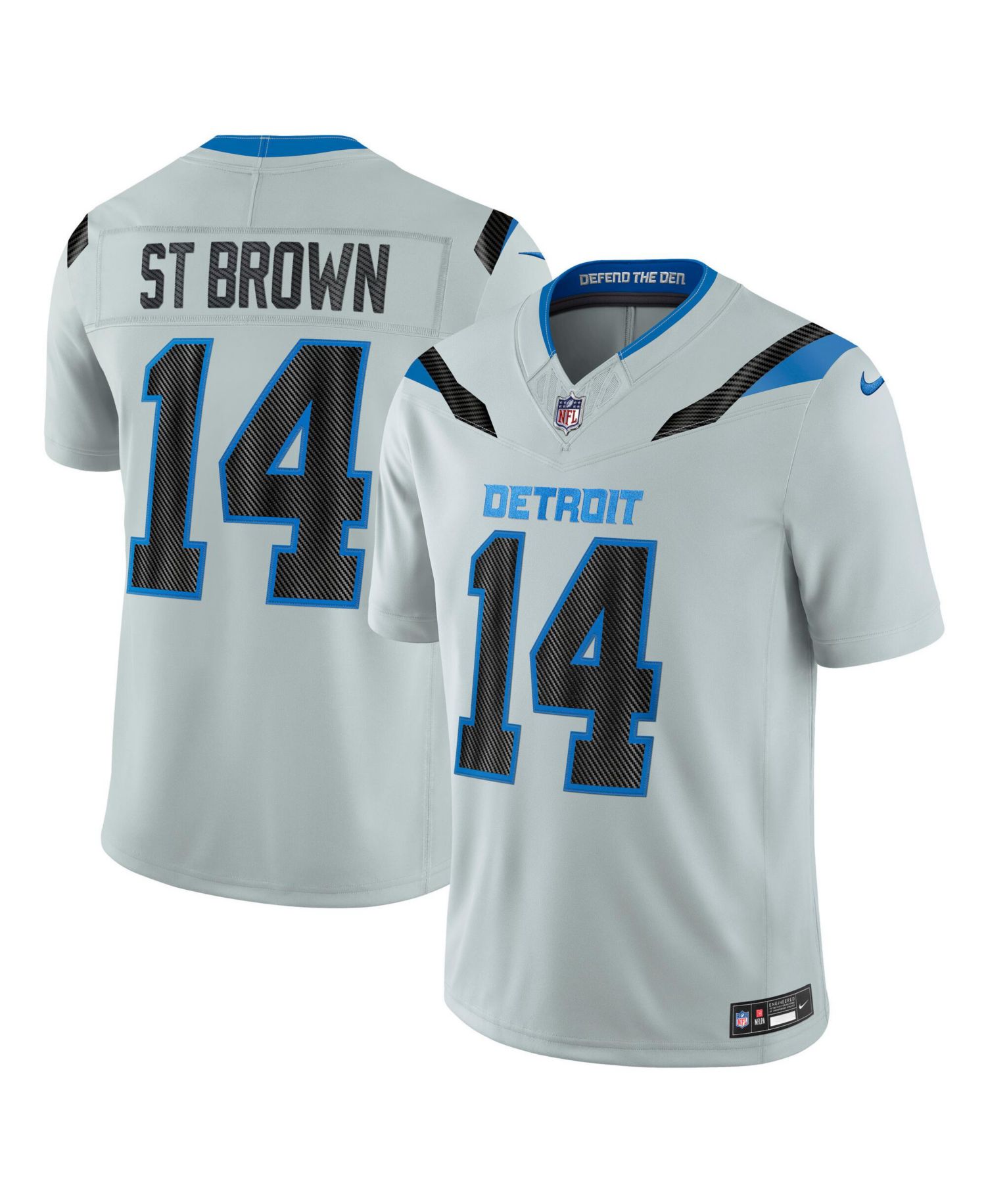 Men's Amon-Ra St. Brown Silver Detroit Lions 2026 Rivalries Collection Vapor F.U.S.E Stitched Limited Jersey