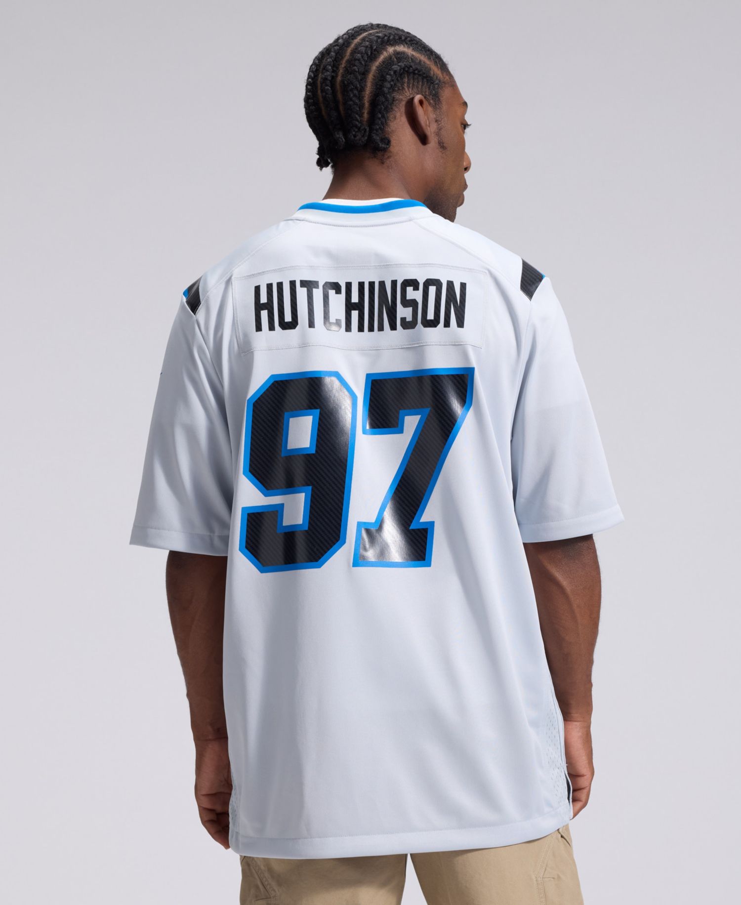Men's Aidan Hutchinson Silver Detroit Lions 2026 Rivalries Collection Game Jersey