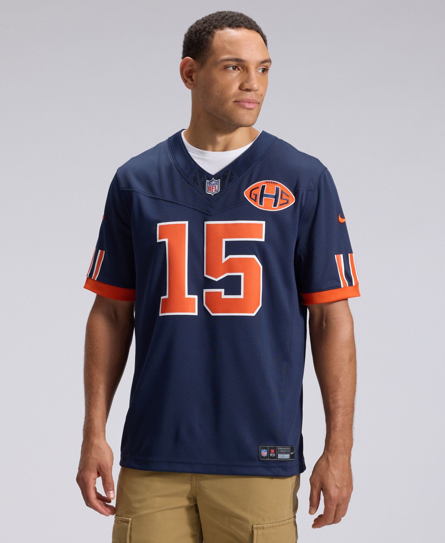 Мужской топ Nike Rome Odunze Navy Chicago Bears 2026 Rivalries Collection Vapor F.U.S.E Stitched Limited Jersey — фото 1