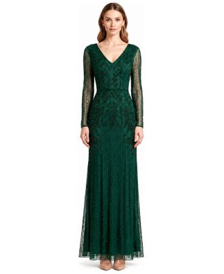 Women's Long Sleeve Beaded Gown