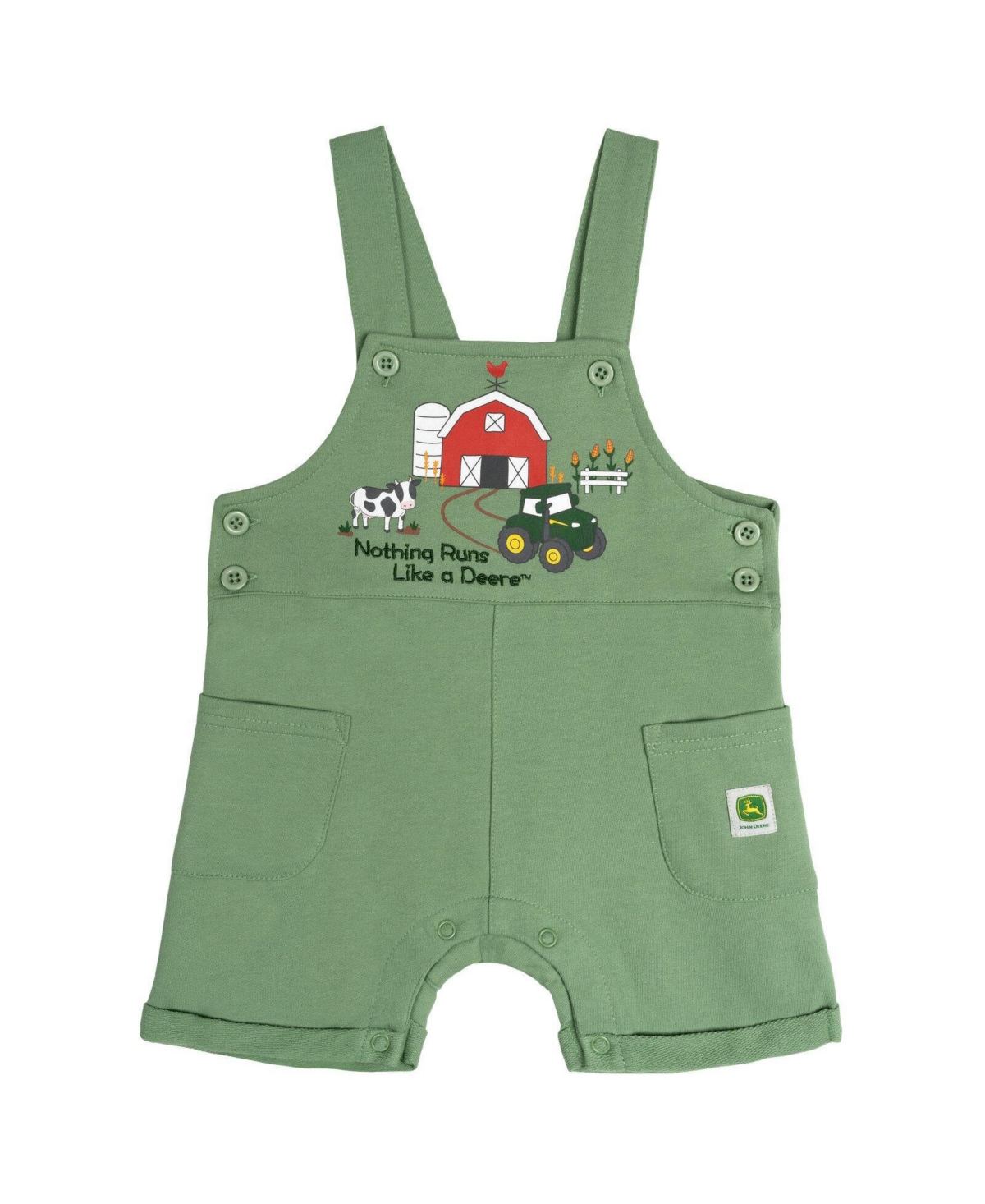 John Deere Toddler Boys' 2T-5T Farm Print Crewneck Short-Sleeve Tee and Shortalls, 2-Piece Set