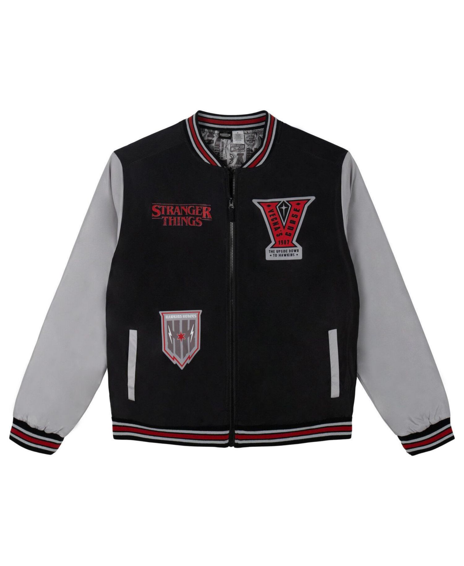 Demogorgon Boys' Zip-Up Varsity Bomber Jacket