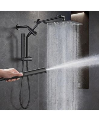 10" Metal Shower Head set Handheld Dual Rainfall Spray Detachable Arm