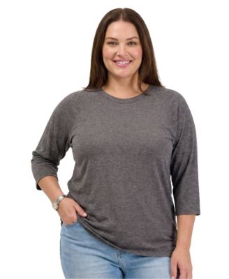 Plus Size 3/4 Sleeve Crewneck T-Shirt
