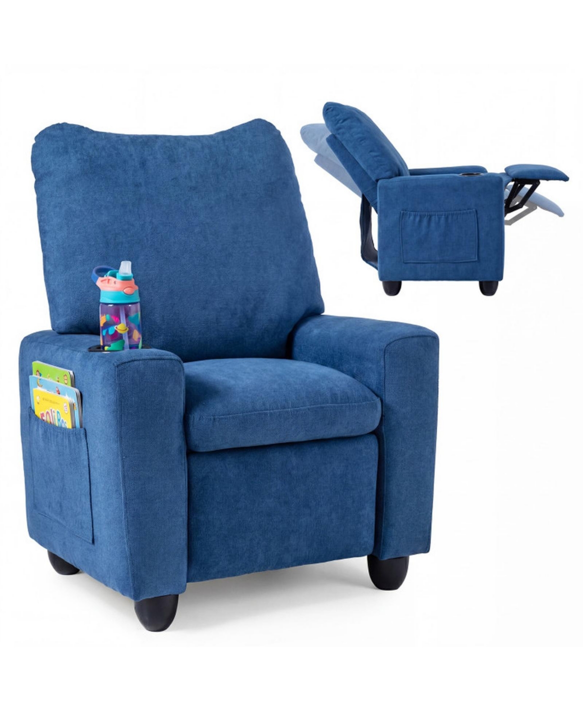 Sugift Kids Toddler Recliner Chair with Adjustable 105degree(s)-140degree(s) Backrest Footrest and Cup Holder