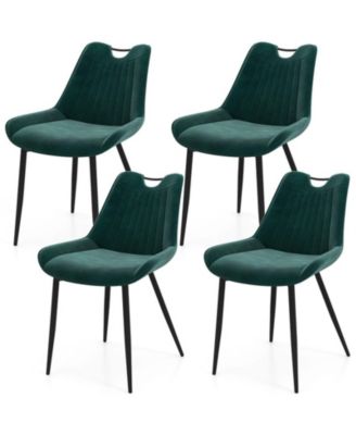 Set of 4 Faux Leather Upholstered Dining Chairs with Metal Legs for Kitchen