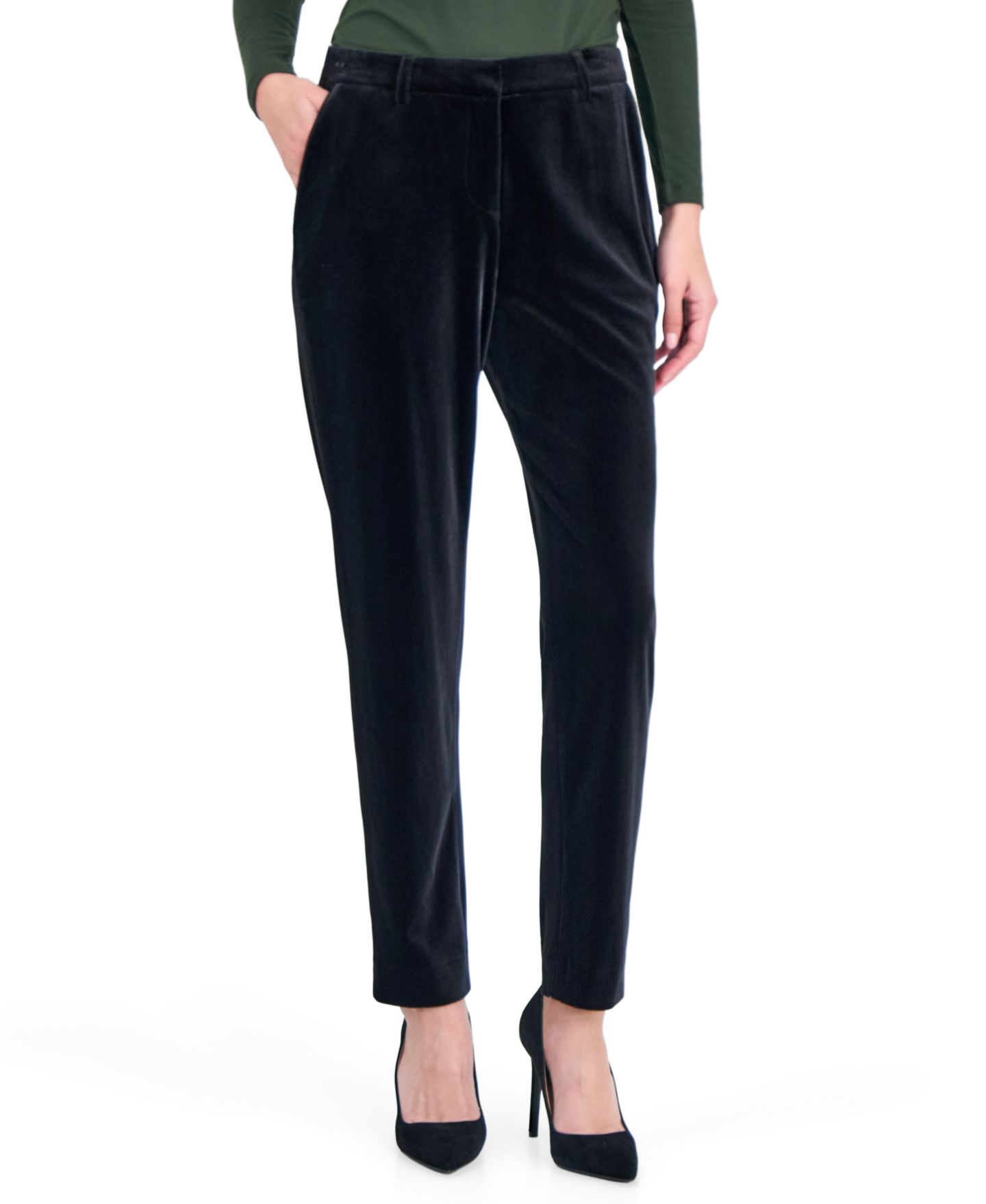 Женские брюки Tahari ASL Velvet Straight Ankle, цвет: Чёрный — фото 1