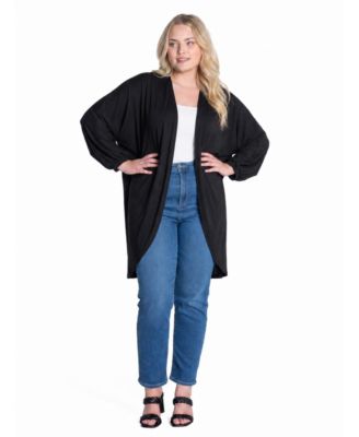 Plus Size Comfy Layer Stretch Long-Sleeve Lightweight Cardigan