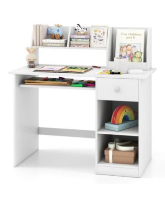 Kids Study Desk Writing Table with Hutch Drawer Shelves Keyboard Tray 35.5in x 18in x 35.5inch